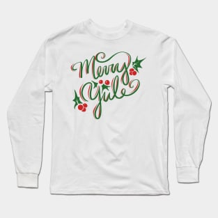 Merry Yule Yuletide Holly Long Sleeve T-Shirt